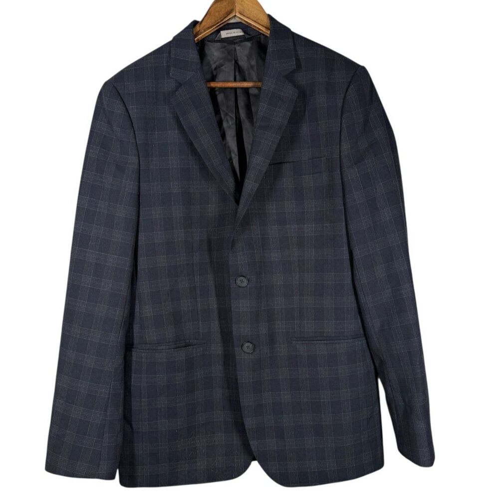 Banana Republic Mens Blue Plaid Blazer Sz 40R Preppy Sport Coat Academia Wool